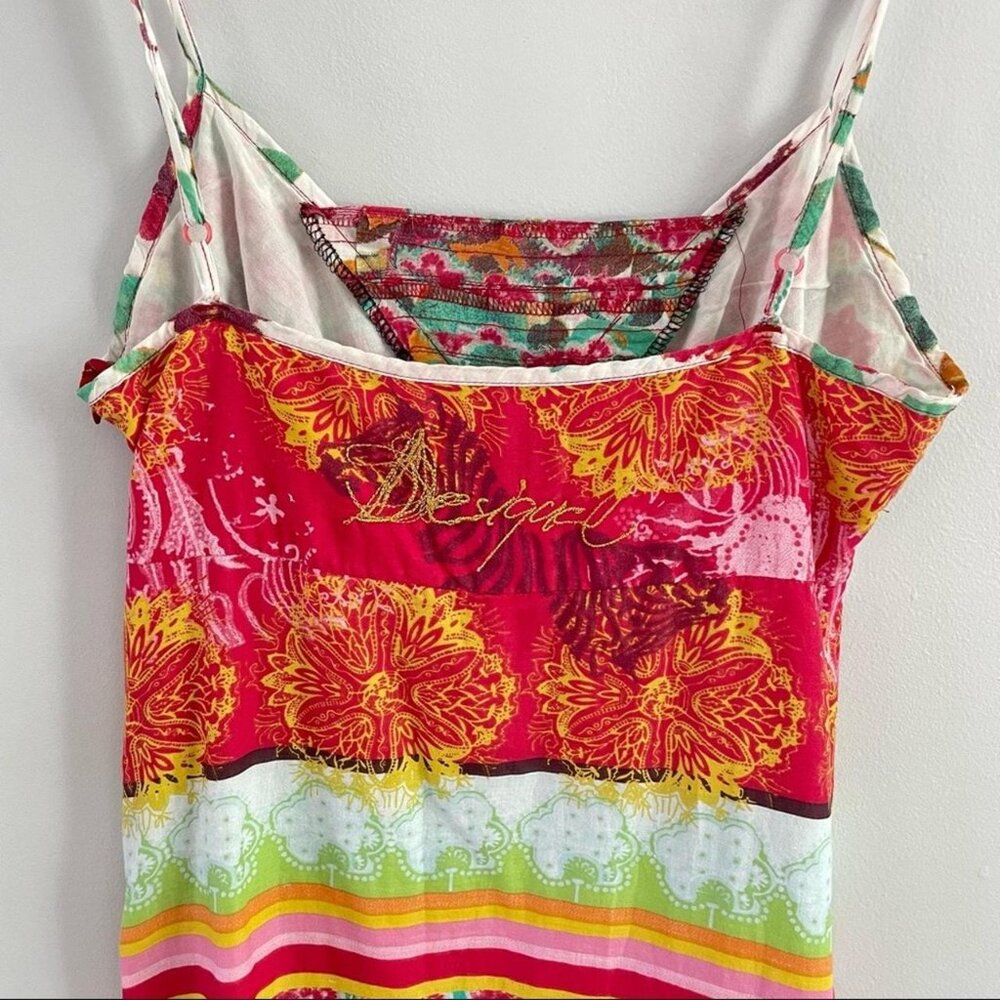 Rare DESIGUAL Swing Farm Rio Flowers Maxi Long Dress V-neck Floral Zebra Print M - Picture 16 of 16